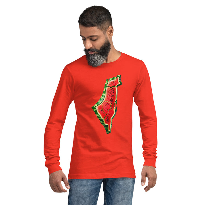 Men Long Sleeve Tee | Palestine Watermelon