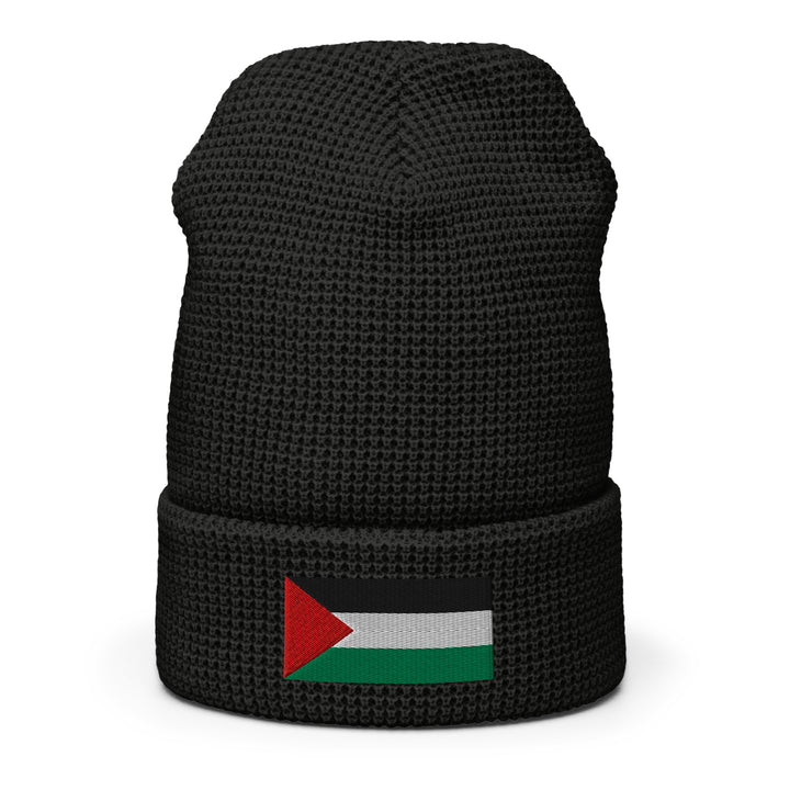 Waffle beanie - Palestine Flag, Black Front 2
