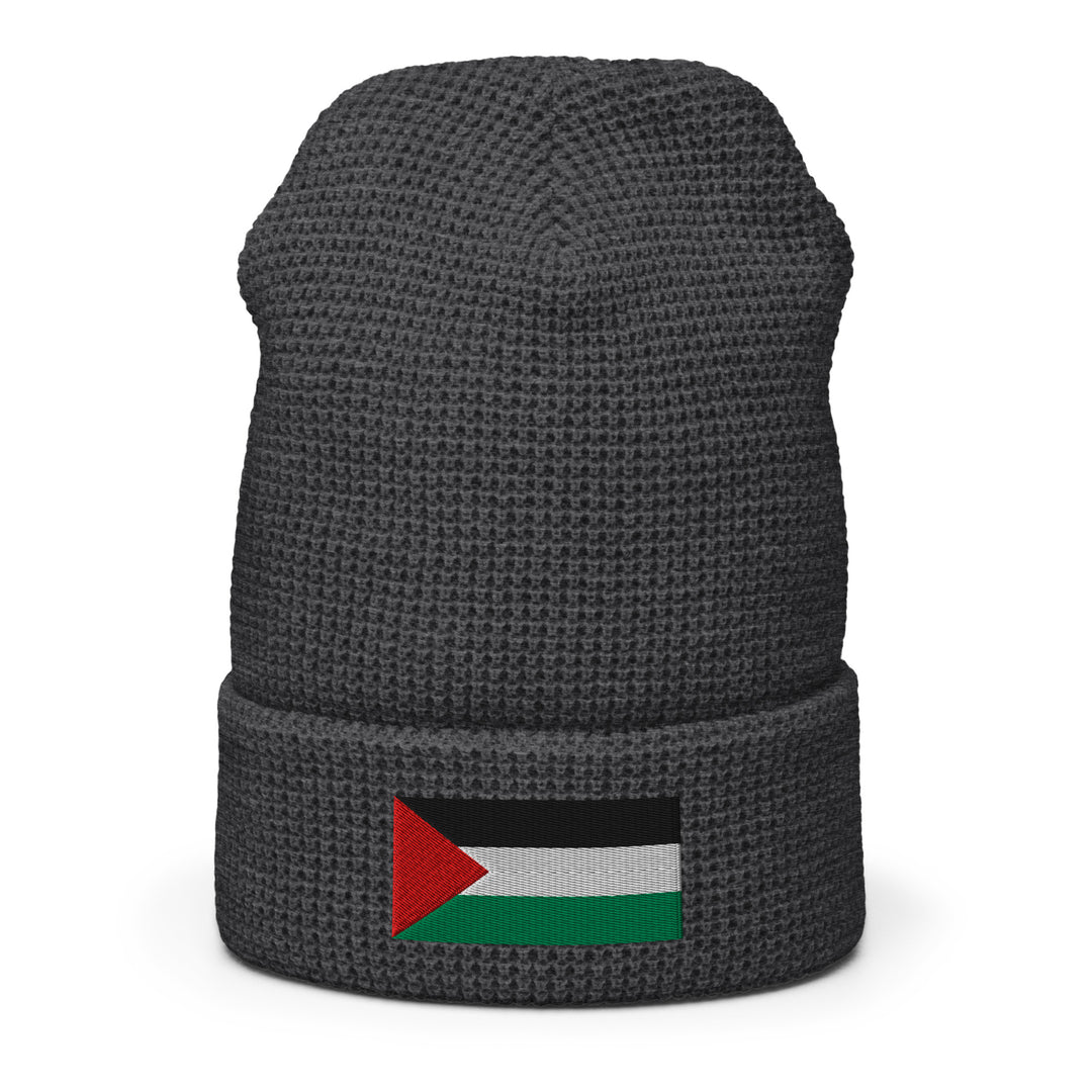 Waffle beanie - Palestine Flag, Heather Charcoal Front 2