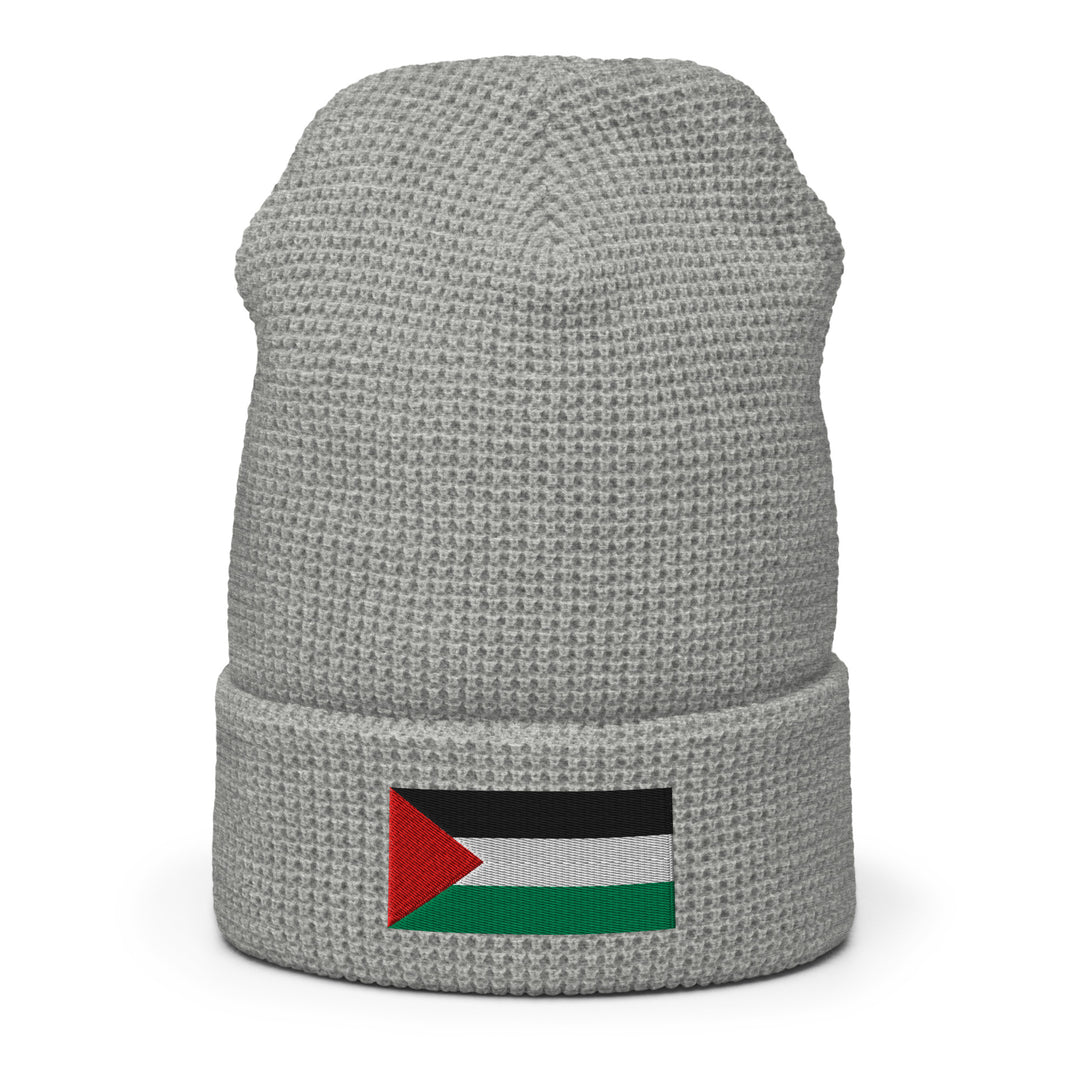 Waffle beanie - Palestine Flag, Heather Grey Front 2
