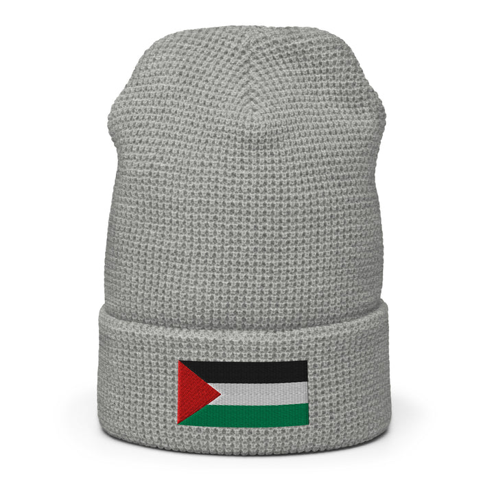 Waffle beanie - Palestine Flag, Heather Grey Front 2