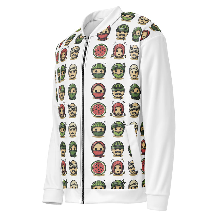 Women Bomber Jacket - Palestine Emoji, White