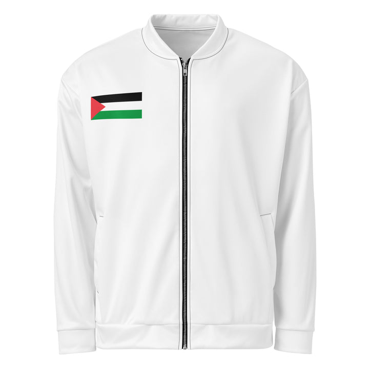 Women Bomber Jacket - Palestine Flag, White