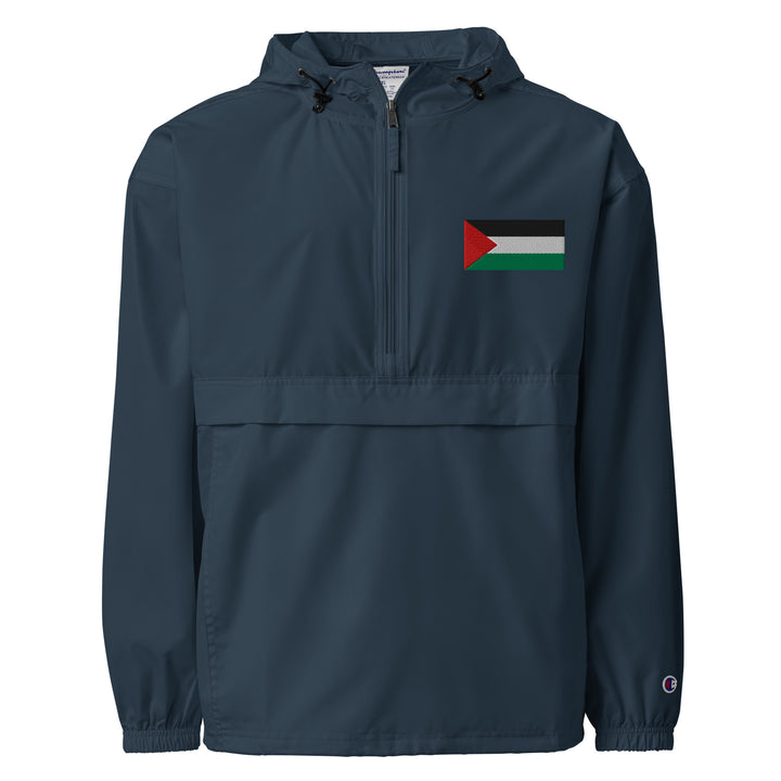Women Embroidered Champion Packable Jacket - Palestine Flag, Embroidered Champion Packable Jacket Navy