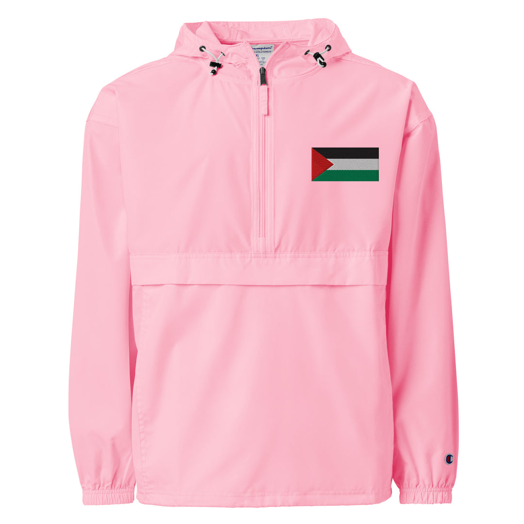 Women Embroidered Champion Packable Jacket - Palestine Flag, Embroidered Champion Packable Jacket Pink Candy