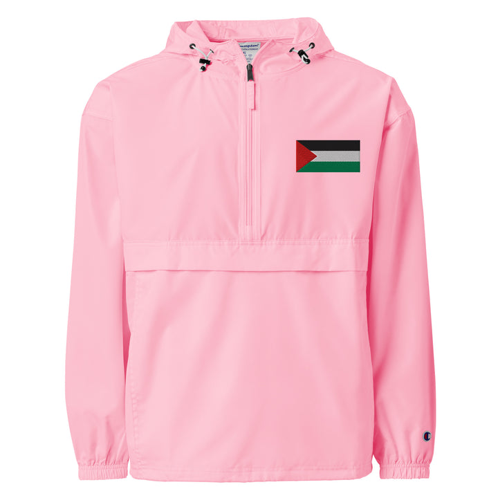 Women Embroidered Champion Packable Jacket - Palestine Flag, Embroidered Champion Packable Jacket Pink Candy