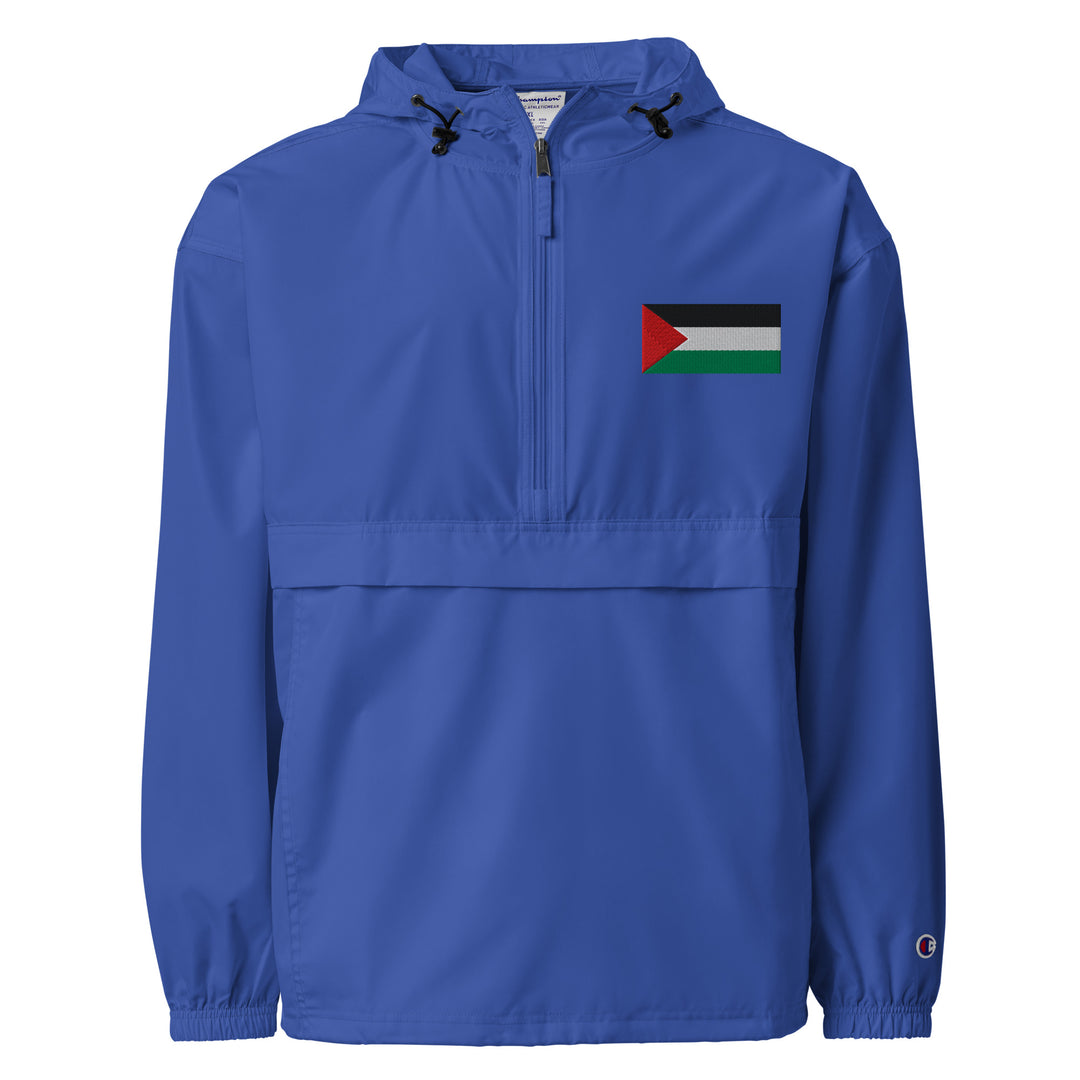 Women Embroidered Champion Packable Jacket - Palestine Flag, Embroidered Champion Packable Jacket Royal Blue