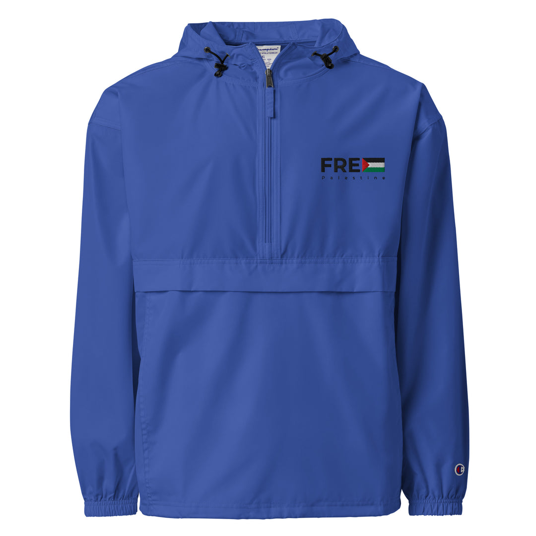 Women Embroidered Champion Packable Jacket - Free Palestine, Embroidered Champion Packable Jacket Royal Blue