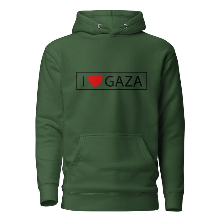 Women Hoodie - I Love Gaza, Forest Green