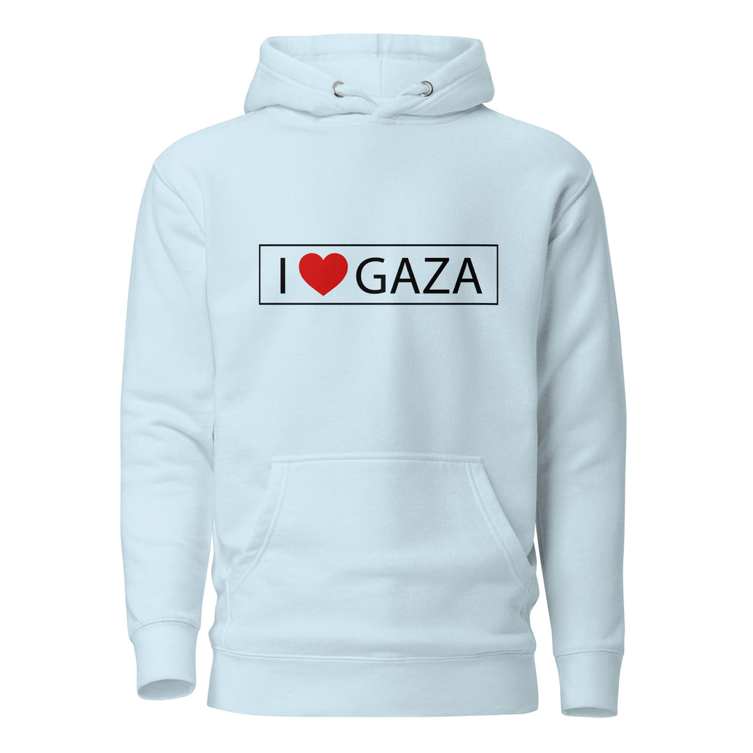 Women Hoodie - I Love Gaza, Sky Blue