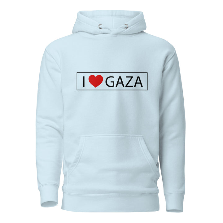 Women Hoodie - I Love Gaza, Sky Blue