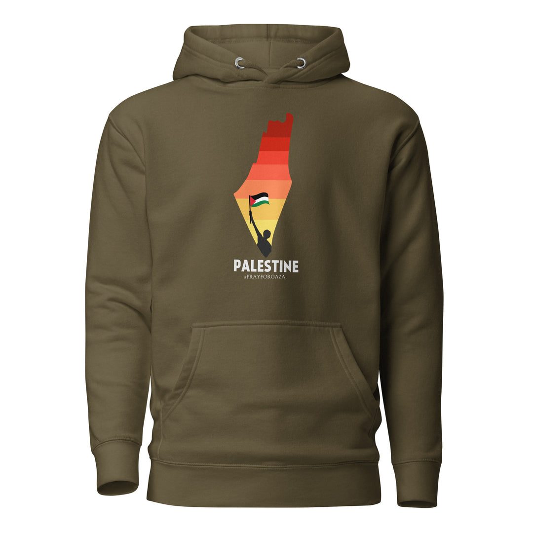 Women Hoodie - Palestine Map, Military Green