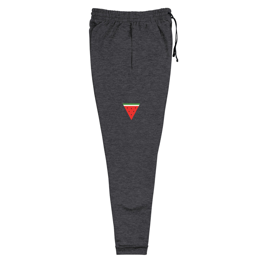 Women Joggers - Triangle Watermelon, Black Heather Right Leg