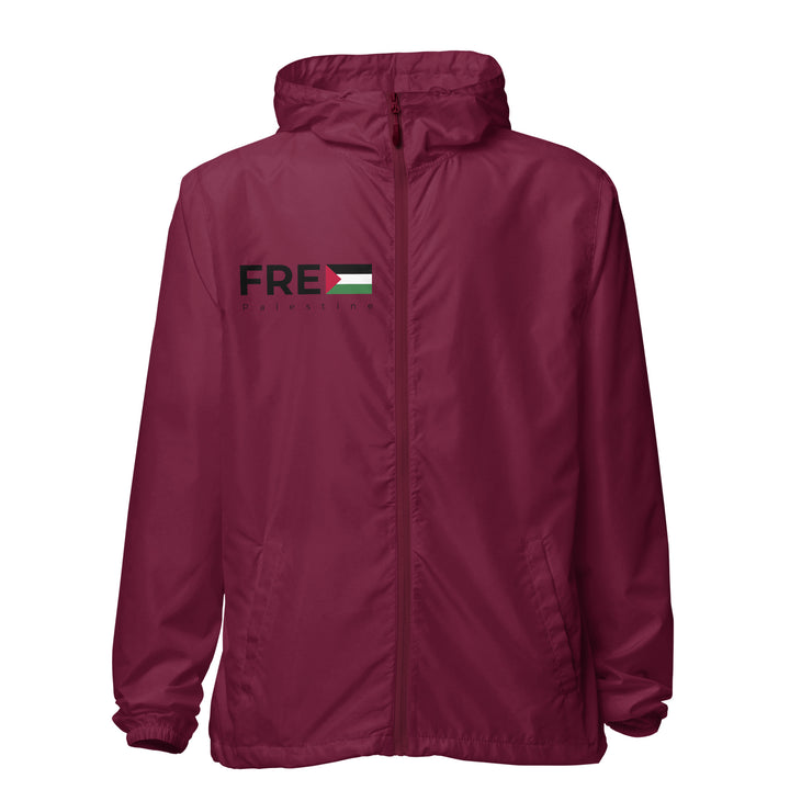 Women lightweight zip up windbreaker - Free Palestine, Lightweight Zip Up Windbreaker Maroon