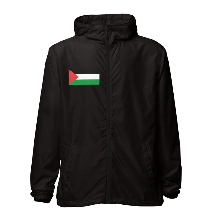 Women lightweight zip up windbreaker - Palestine Flag, Lightweight Zip Up Windbreaker Black