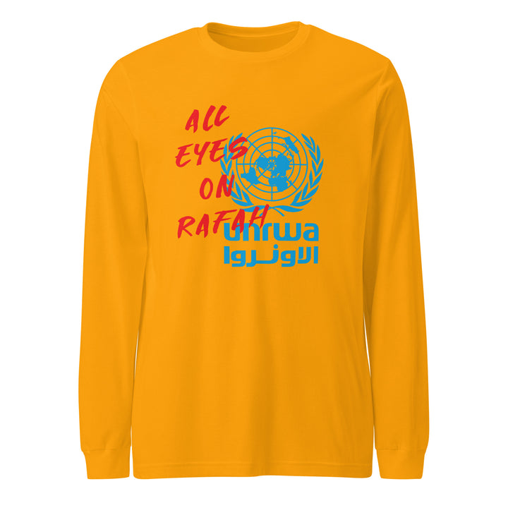 Women Long Sleeve Tee - All Eyes on Rafah, Gold