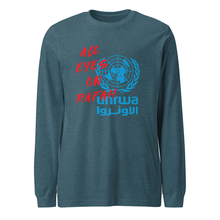 Women Long Sleeve Tee - All Eyes on Rafah, Heather Deep Teal