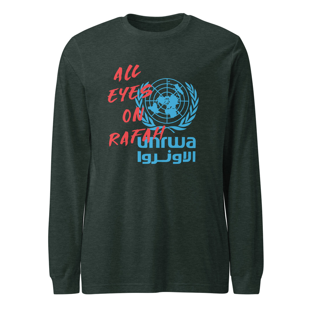 Women Long Sleeve Tee - All Eyes on Rafah, Heather Forest