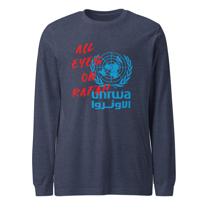 Women Long Sleeve Tee - All Eyes on Rafah, Heather Navy