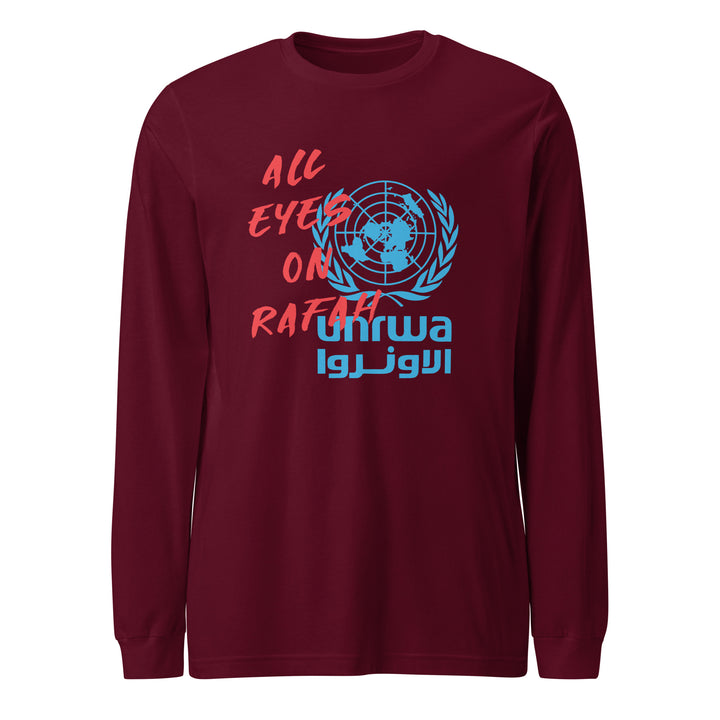 Women Long Sleeve Tee - All Eyes on Rafah, Maroon