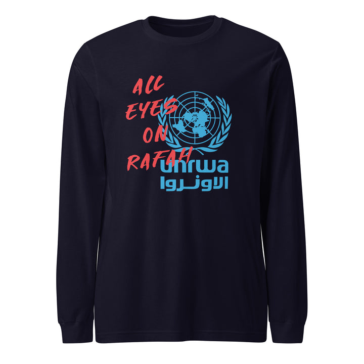 Women Long Sleeve Tee - All Eyes on Rafah, Navy