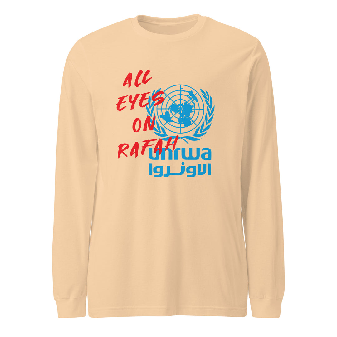 Women Long Sleeve Tee - All Eyes on Rafah, Sand Dune