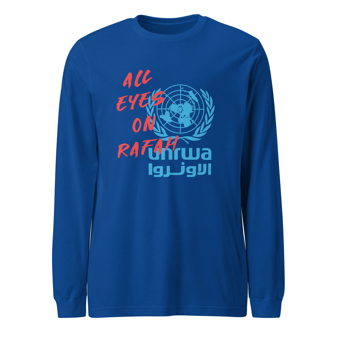 Women Long Sleeve Tee - All Eyes on Rafah, True Royal