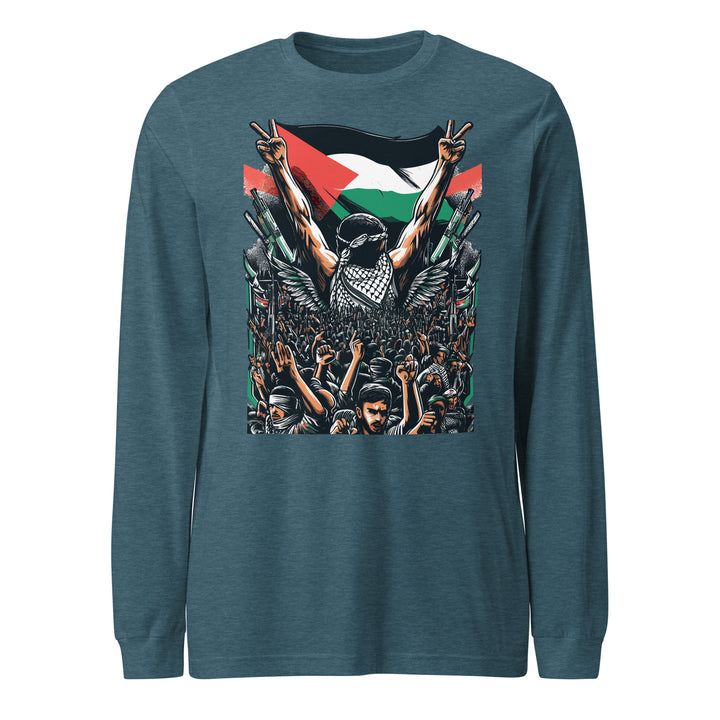 Women Long Sleeve Tee - Art by Moh, Heather Deep Teal