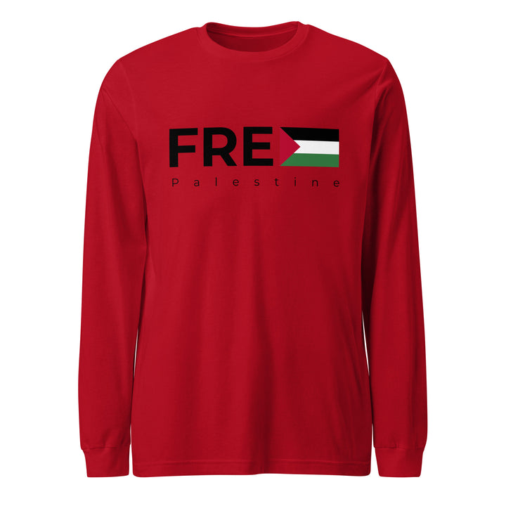 Women Long Sleeve Tee - Free Palestine, Red