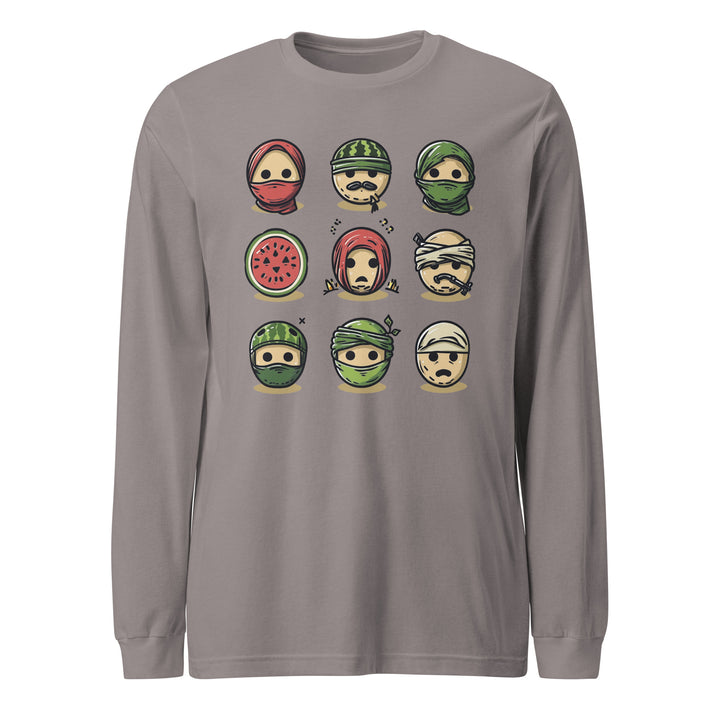Women Long Sleeve Tee - Palestine Emoji, Storm