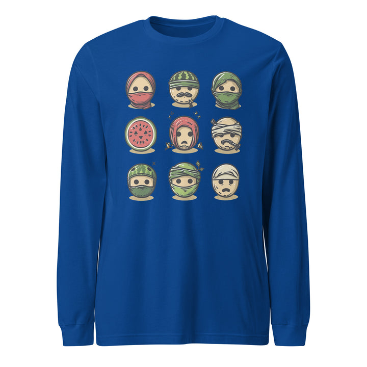 Women Long Sleeve Tee - Palestine Emoji, True Royal