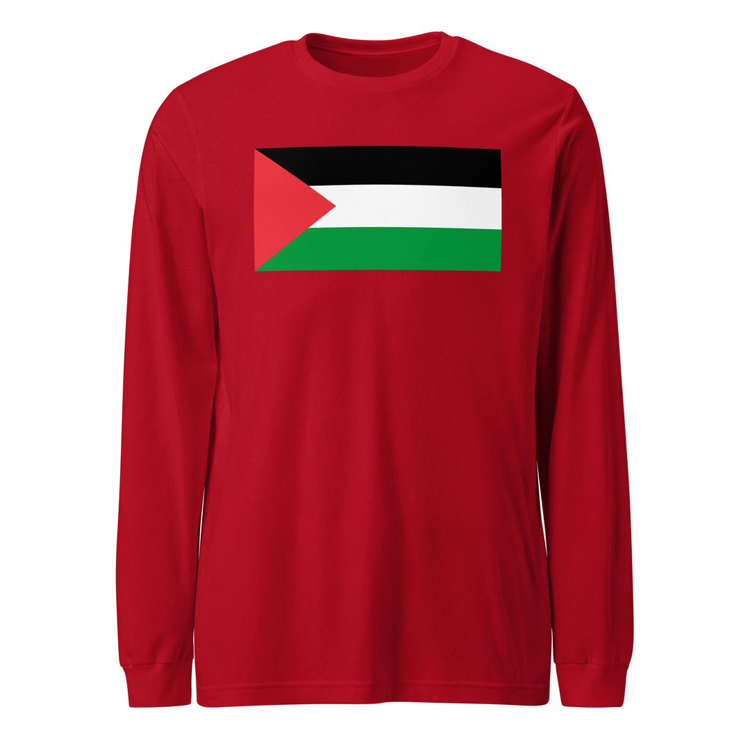 Women Long Sleeve Tee - Palestine Flag, Red