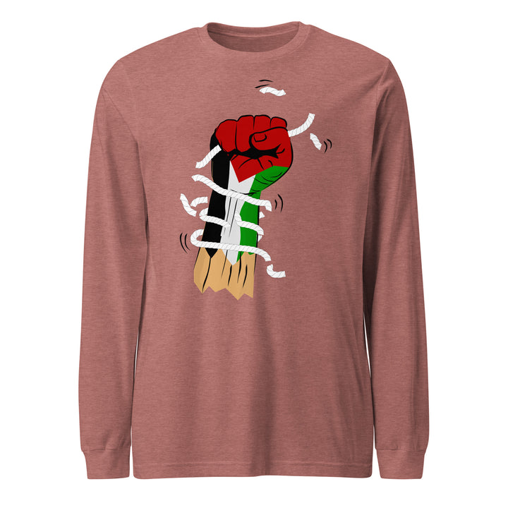 Women Long Sleeve Tee - Palestine Hand, Heather Mauve