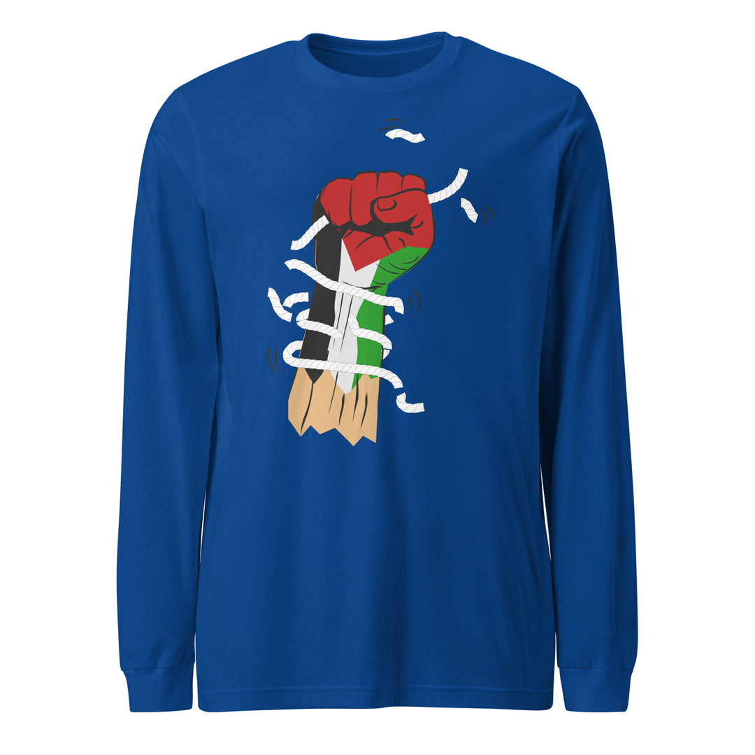 Women Long Sleeve Tee - Palestine Hand, True Royal