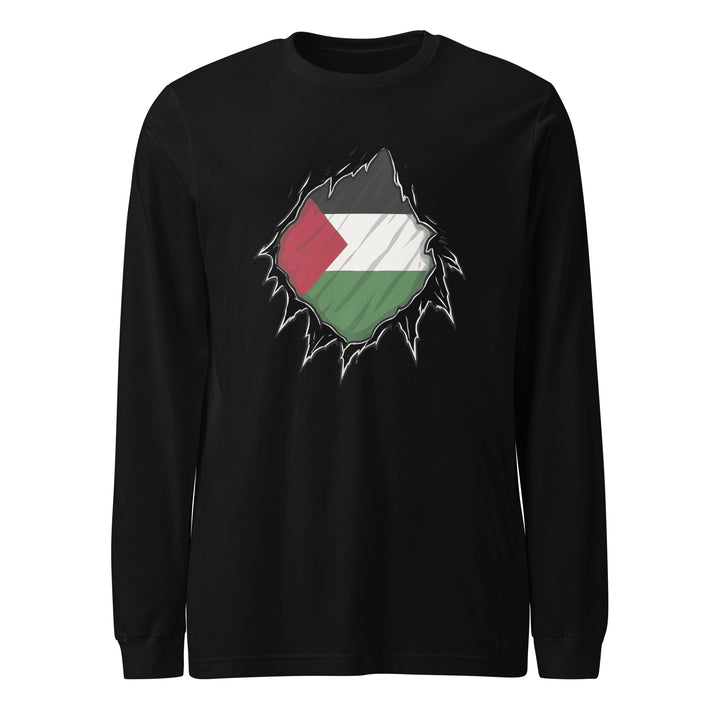 Women Long Sleeve Tee - Palestine Hero, Black