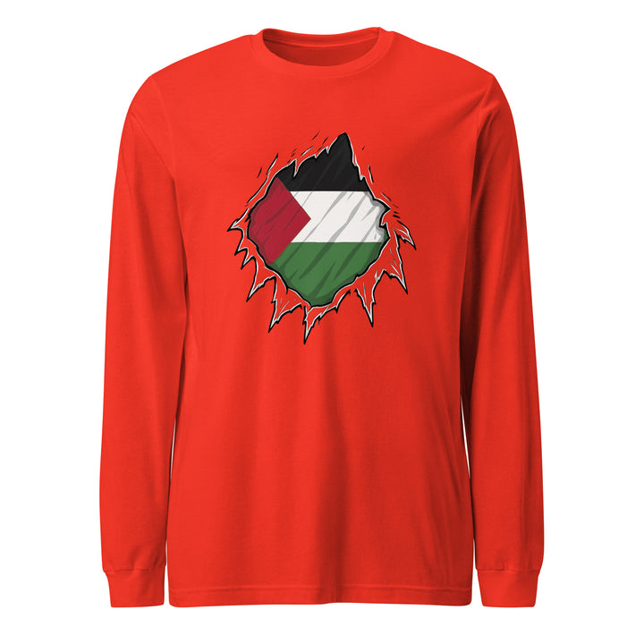 Women Long Sleeve Tee - Palestine Hero, Poppy