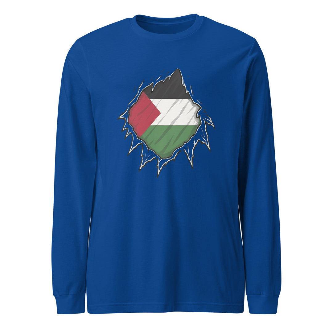 Women Long Sleeve Tee - Palestine Hero, True Royal