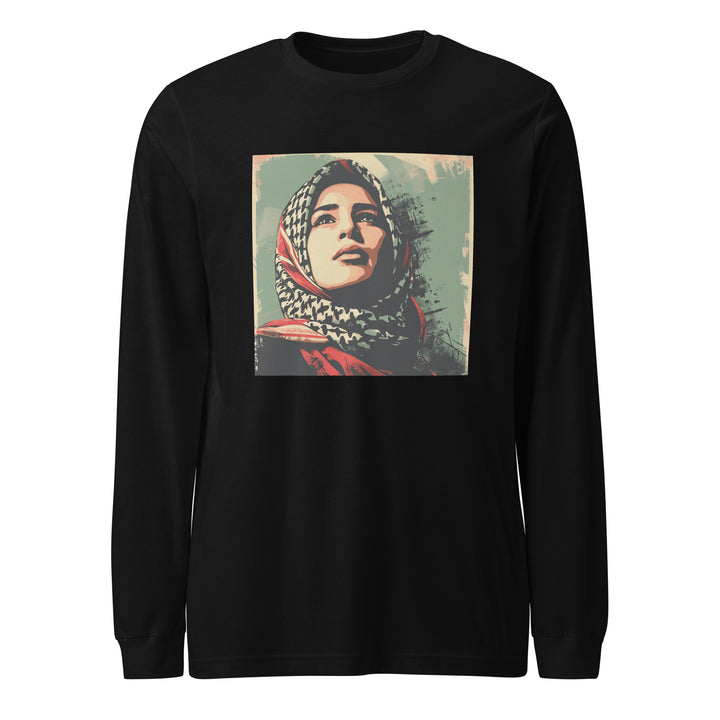 Women Long Sleeve Tee - Palestine Hope, Black