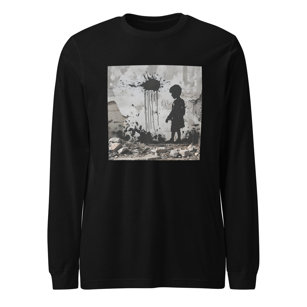 Women Long Sleeve Tee - Palestine Wall, Black