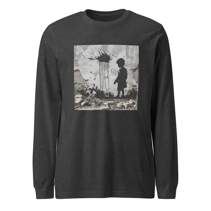 Women Long Sleeve Tee - Palestine Wall, Dark Grey Heather
