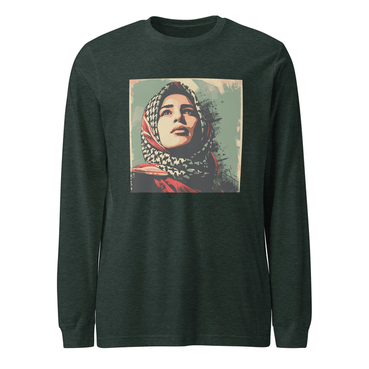 Women Long Sleeve Tee - Palestine Hope, Heather Forest