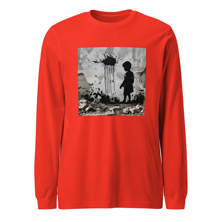 Women Long Sleeve Tee - Palestine Wall, Poppy