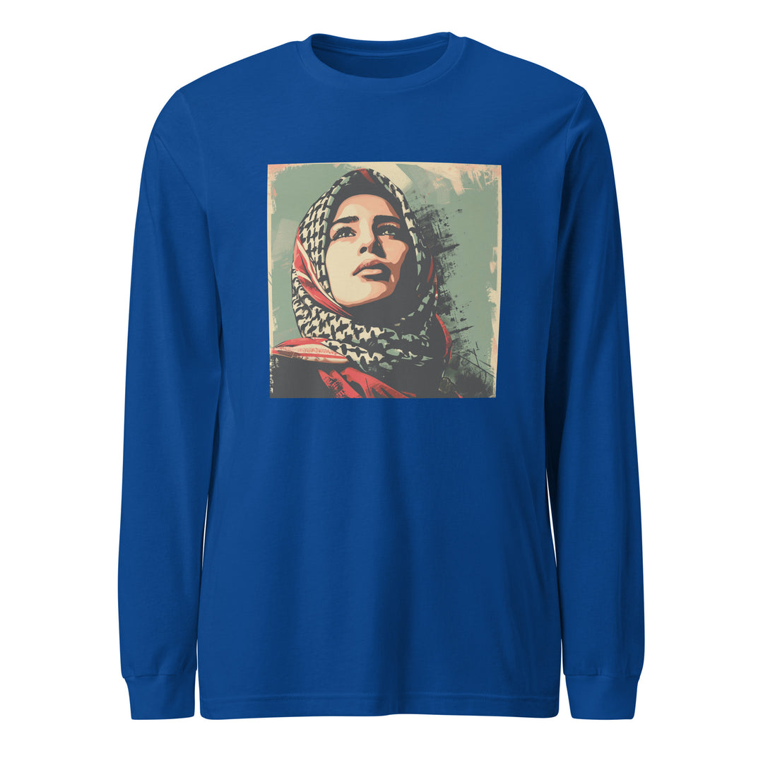 Women Long Sleeve Tee - Palestine Hope, True Royal