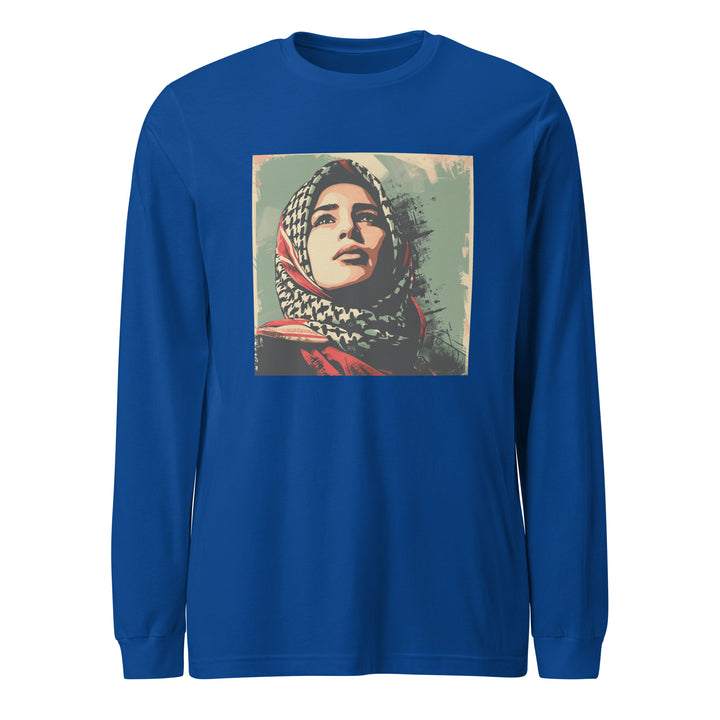 Women Long Sleeve Tee - Palestine Hope, True Royal