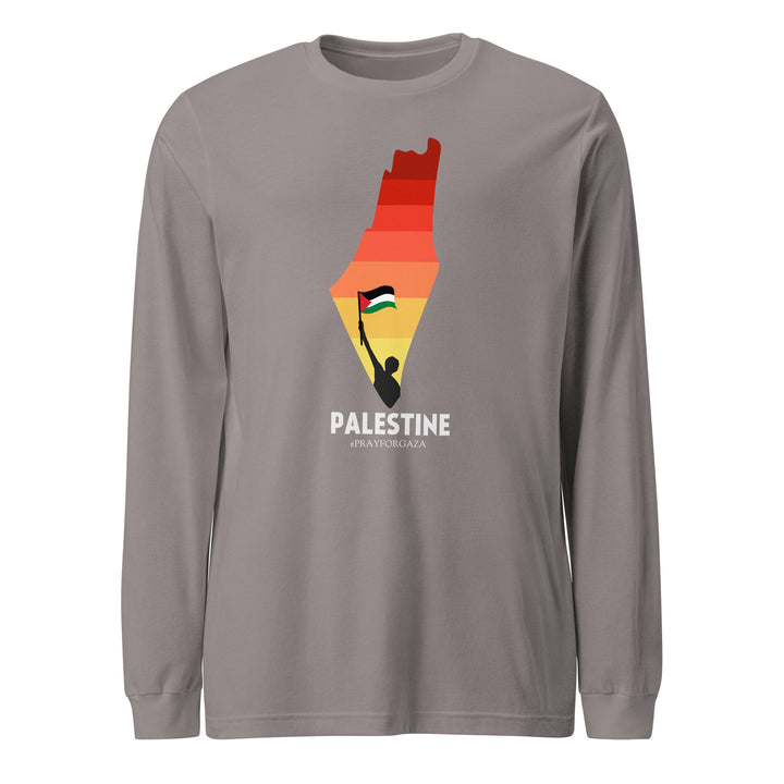 Women Long Sleeve Tee - Palestine Map, Storm