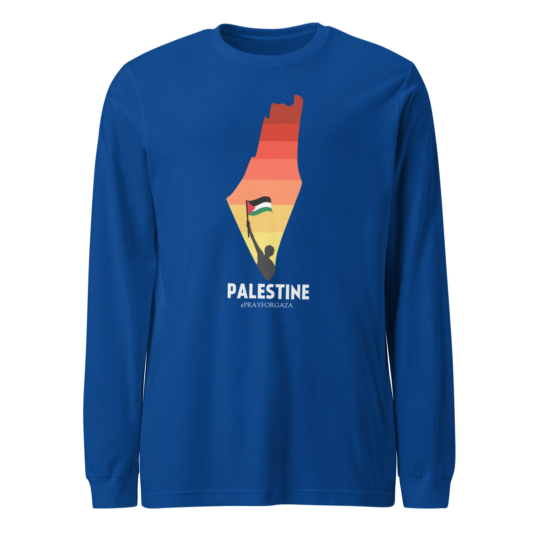 Women Long Sleeve Tee - Palestine Map, True Royal