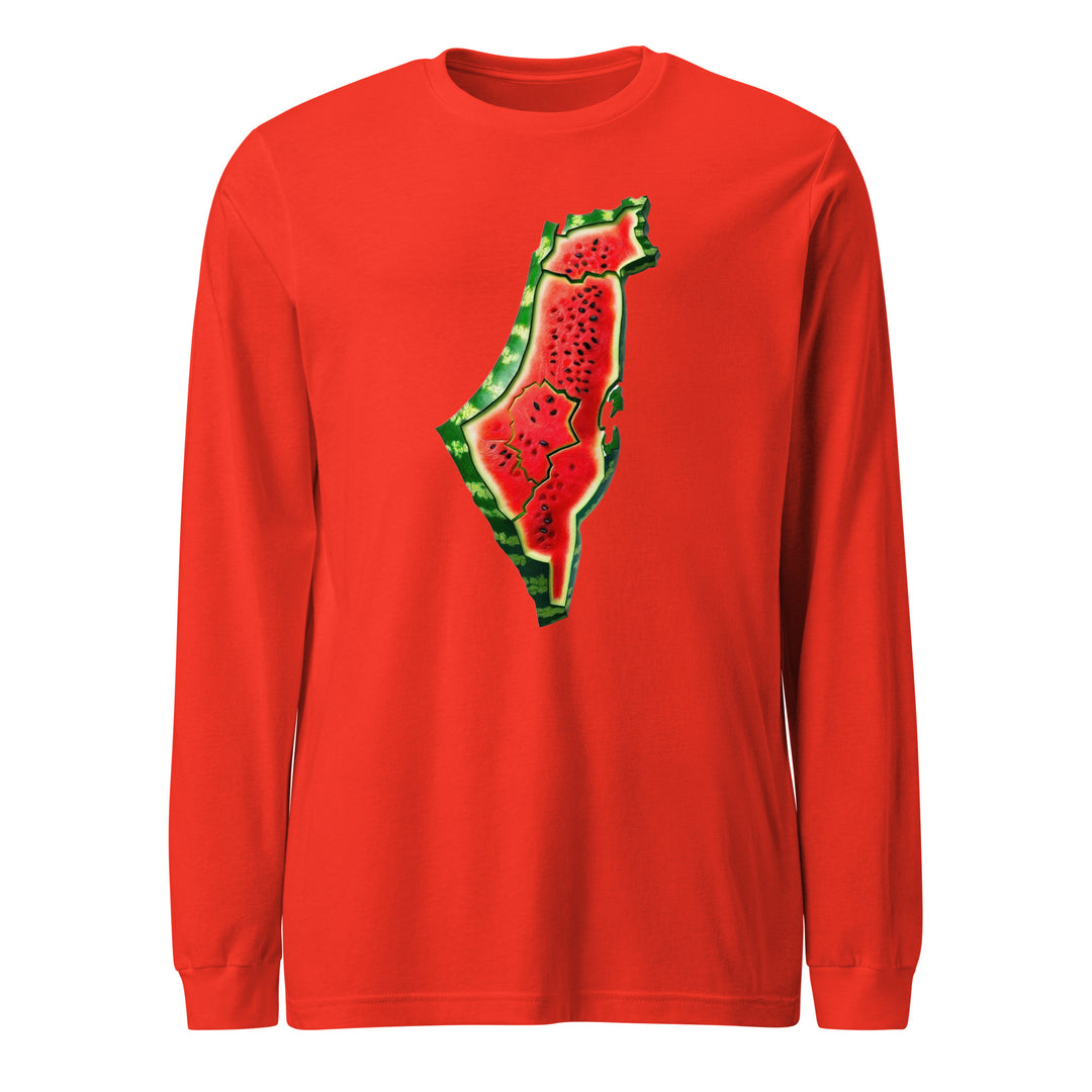 Women Long Sleeve Tee - Palestine Watermelon, Poppy
