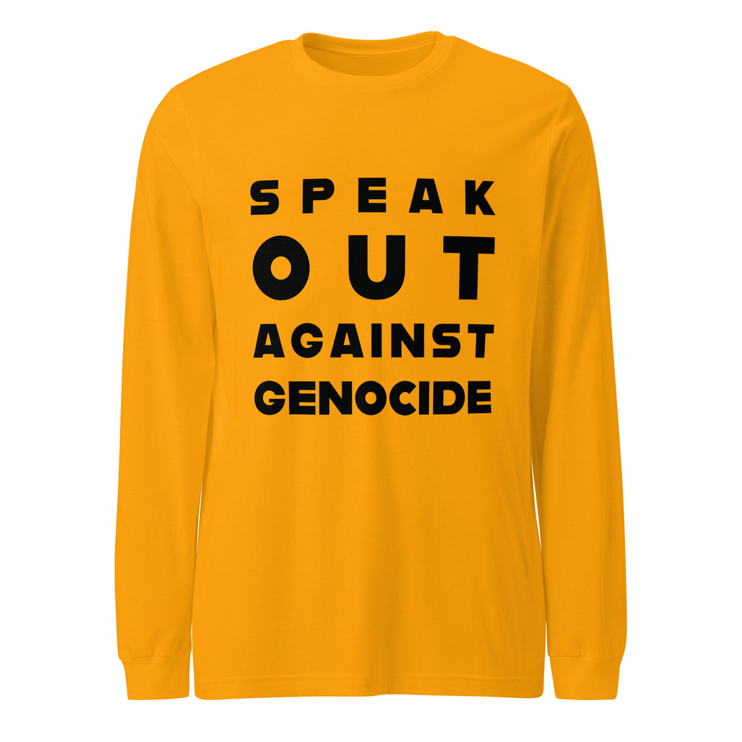 Women Long Sleeve Tee - Speak out against genocide, Gold