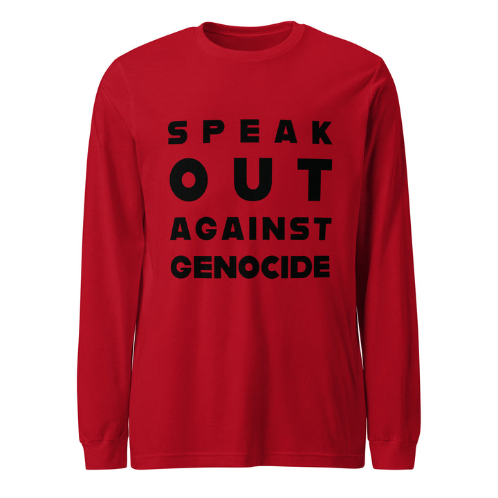 Women Long Sleeve Tee - Speak out against genocide, Red