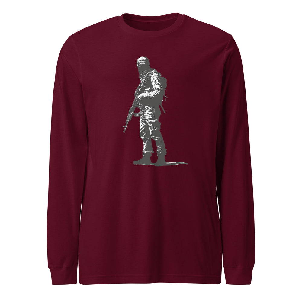 Women Long Sleeve Tee - The Fighter, Maroon